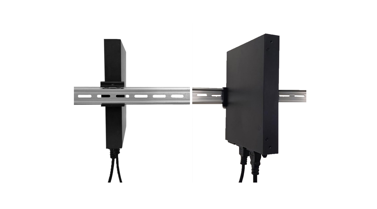 J60 lithium UPS mounted on DIN rail — ultra-slim 1.25 inch profile for installation inside industrial control panels