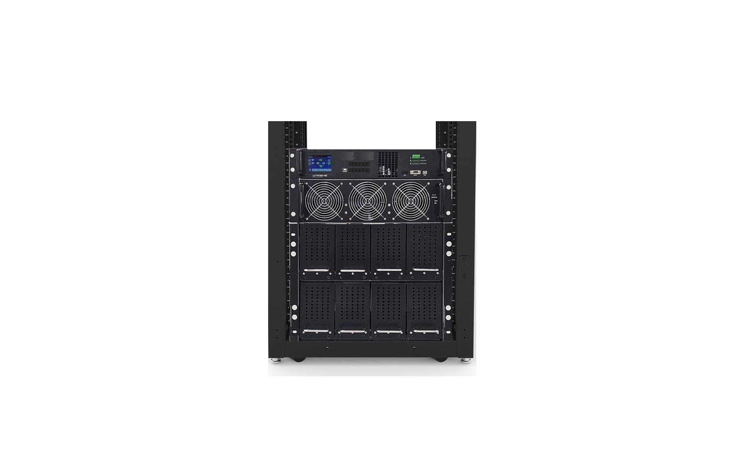 Rack-integrated modular UPS designed for high-density edge and AI-enabled sites. Factory-integrated with rack stack.
