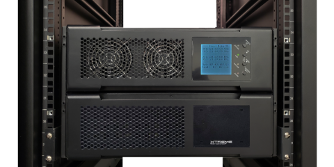 Xtreme Power M90C-2S Modular Three-Phase UPS with L21-20P input cord, L21-20R output panel, hot-swappable modules, and integrated maintenance bypass