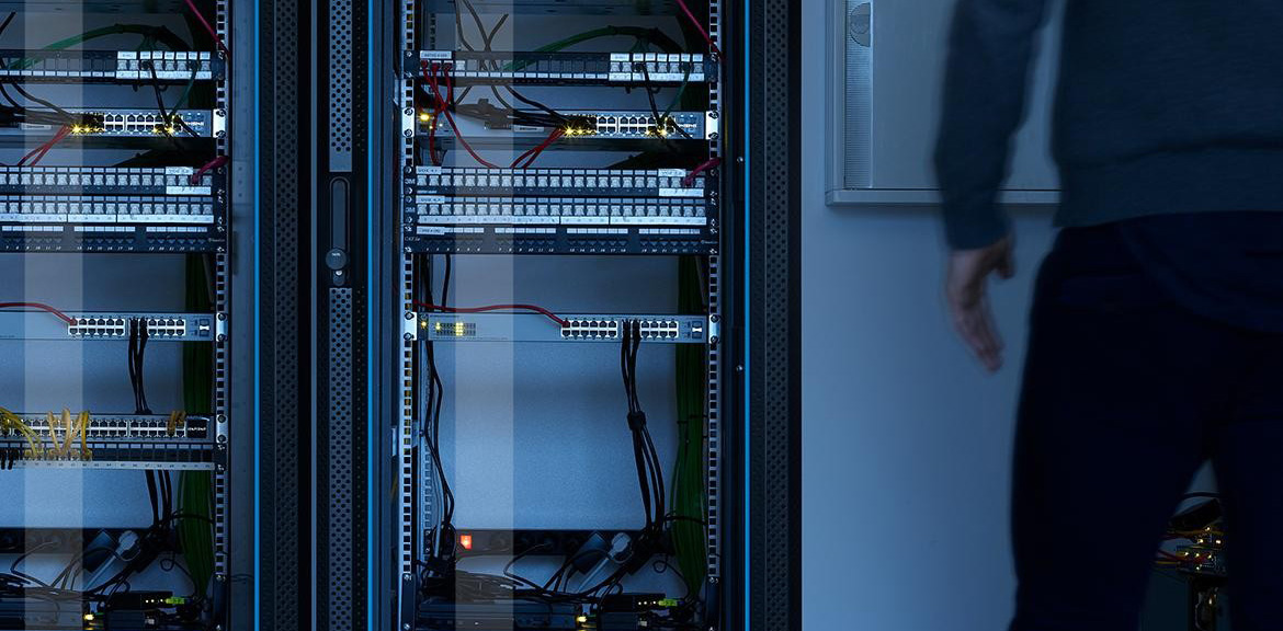 Firewall and network security appliances in an IT environment kept online by UPS power protection